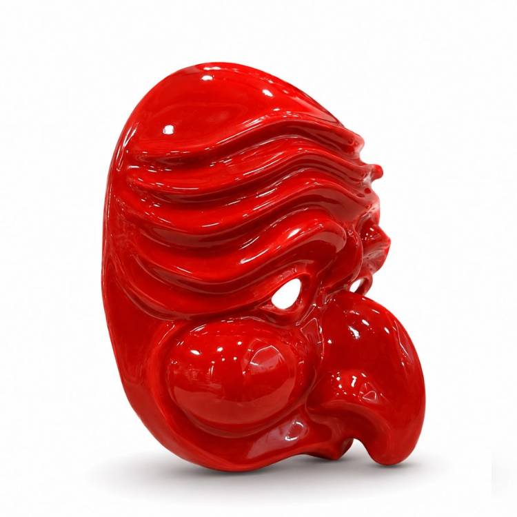 Scultura Macrì Maschera Media Pulcinella Rossa TE044R