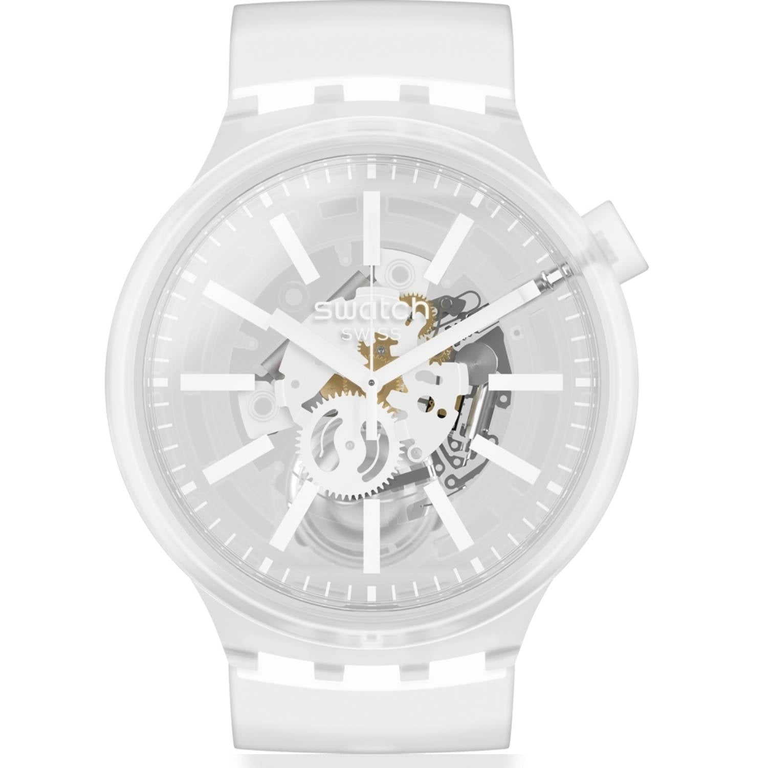 Orologio Uomo Silicone Gomma Swatch Big Bold Solo Tempo Quarzo Bianco SO27B106