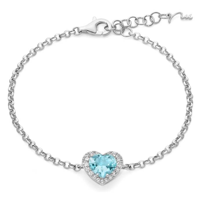 Bracciale Donna Miluna Argento Cuore Gemma Del Cielo Topazi Bianchi BRD1253