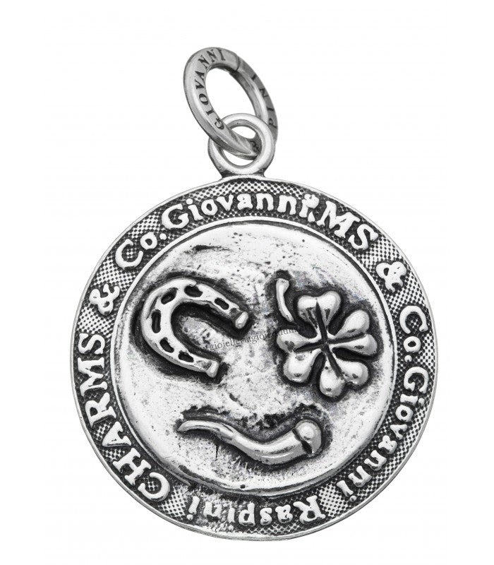 Charm Unisex Giovanni Raspini Argento 925 Medaglia Amuleti Realizzato A Mano 06897