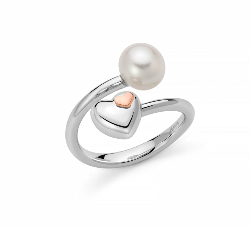 Anello Donna Miluna Argento 925 Miss Italia Perle Bianche Cuore Liscio PLI1668