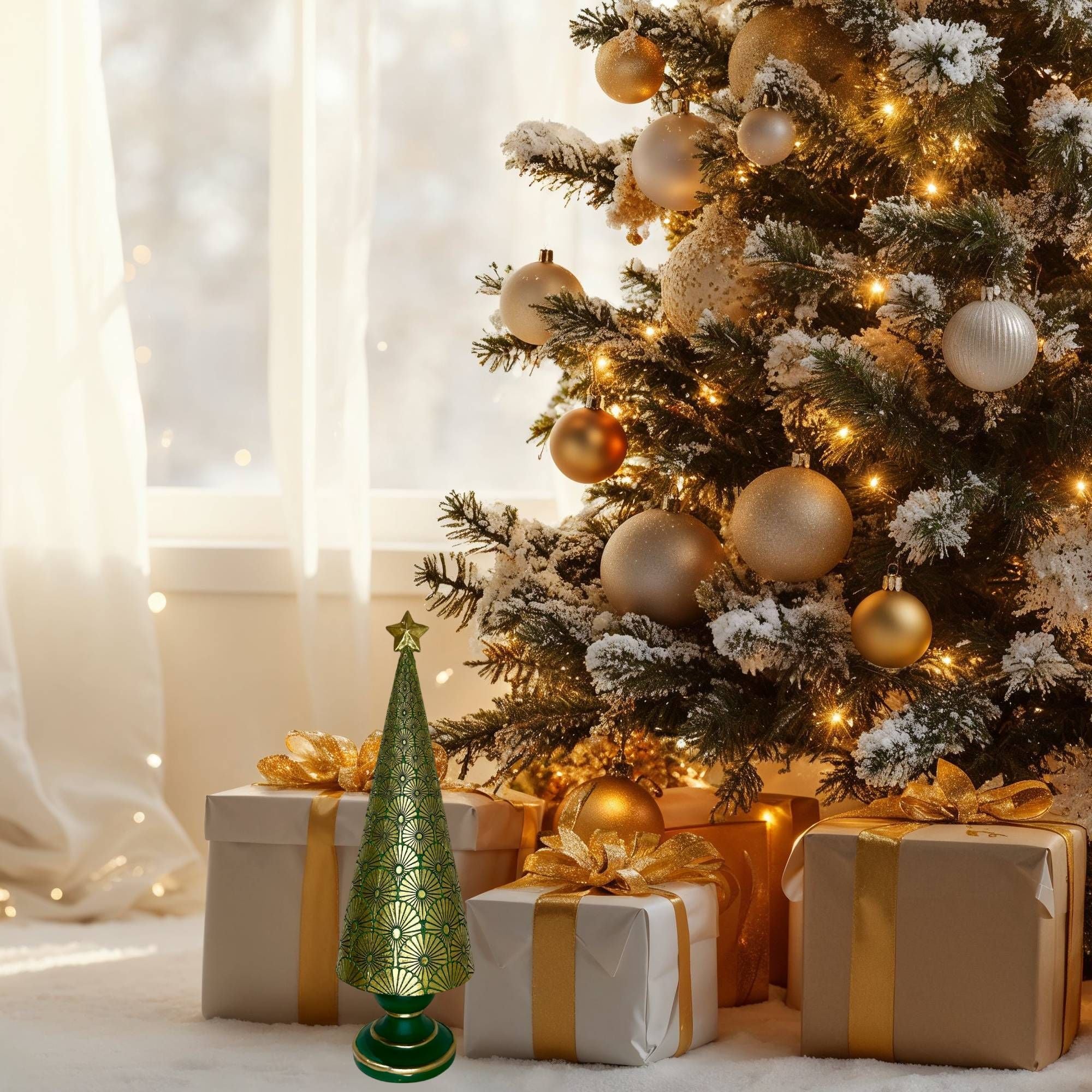 Albero Fade Porcellana Verde Oro 57023