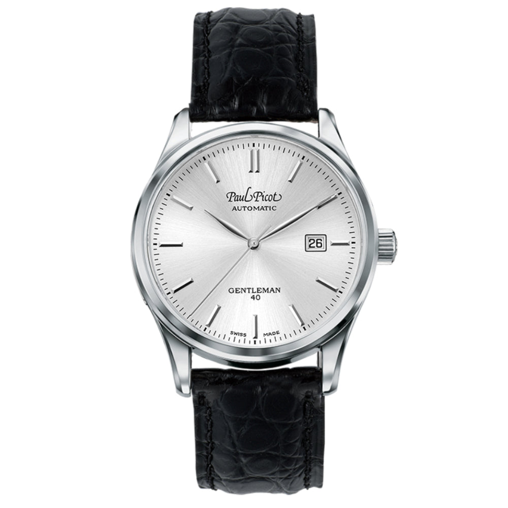 Orologio Uomo Paul Picot Automatico Argentè Gentleman Pelle Nero 4404S