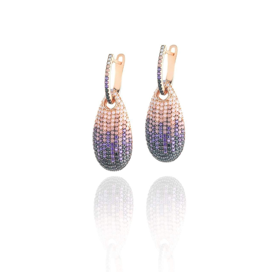 Orecchini Donna Argento 925 Dorato Zirconi Colorati Pendente OR012RA