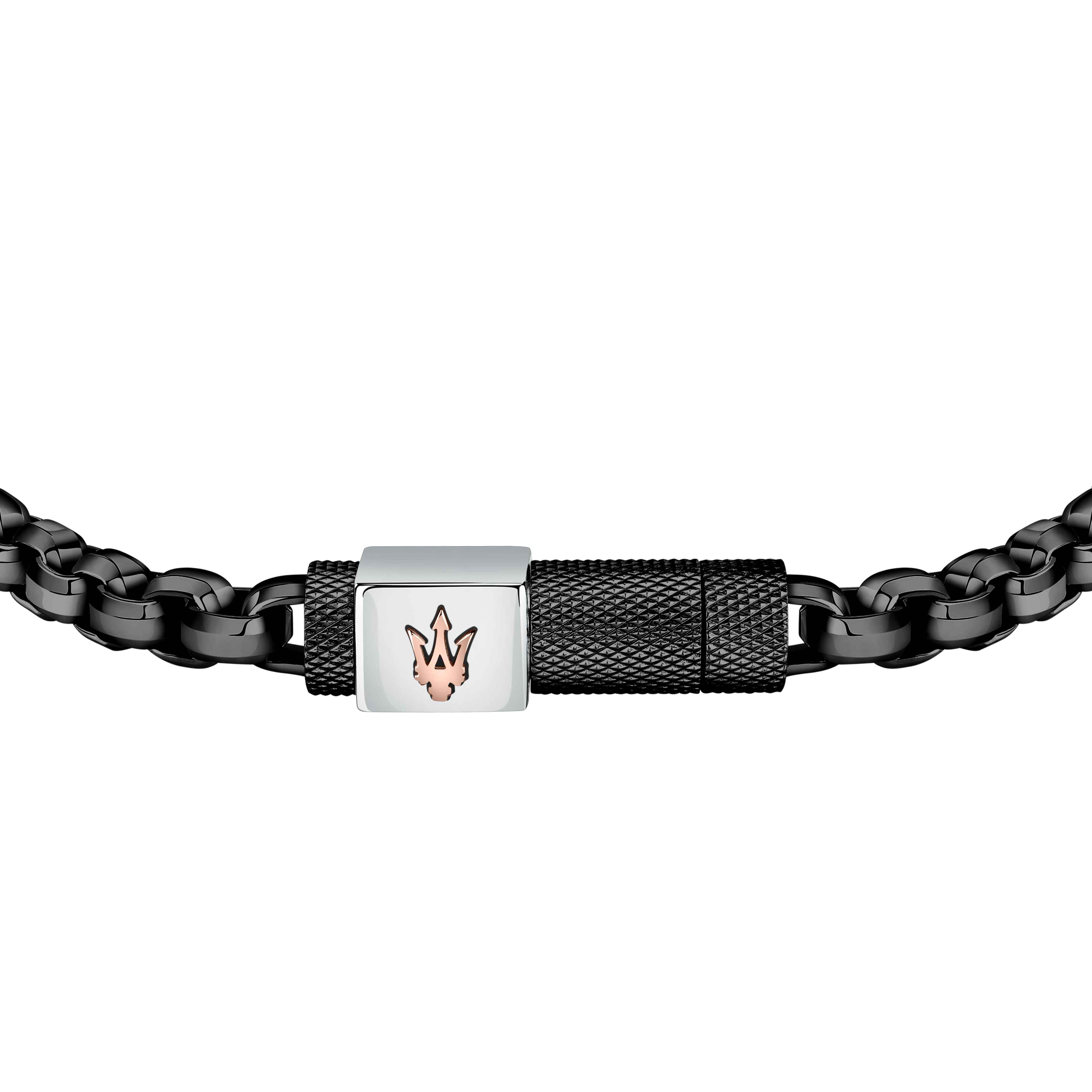 Bracciale Uomo Maserati Acciaio Nero Catena Logo Sfaccettato Calamita JM223ATK26