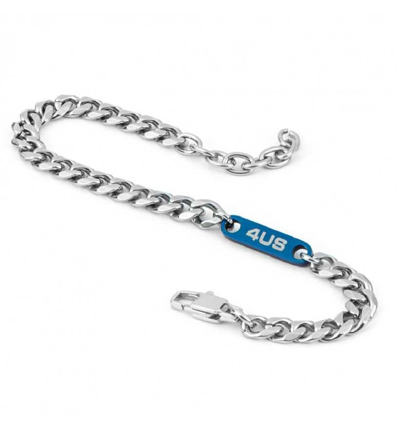 Bracciale Uomo 4US Cesare Paciotti acciaio Bianco con centrale  4UBR4396