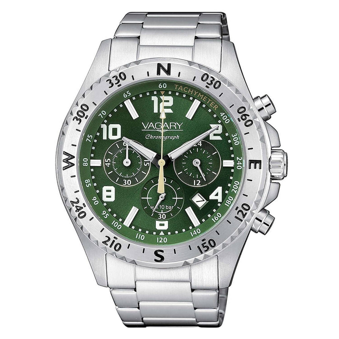 Orologio Uomo Acciaio Vagary Quarzo Cronografo Verde Data IV4-411-41