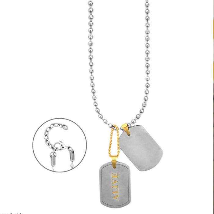 Collana Uomo 4US Cesare Paciotti Acciaio Targhetta Alive Or Died Personalizzabile 4UCL8660