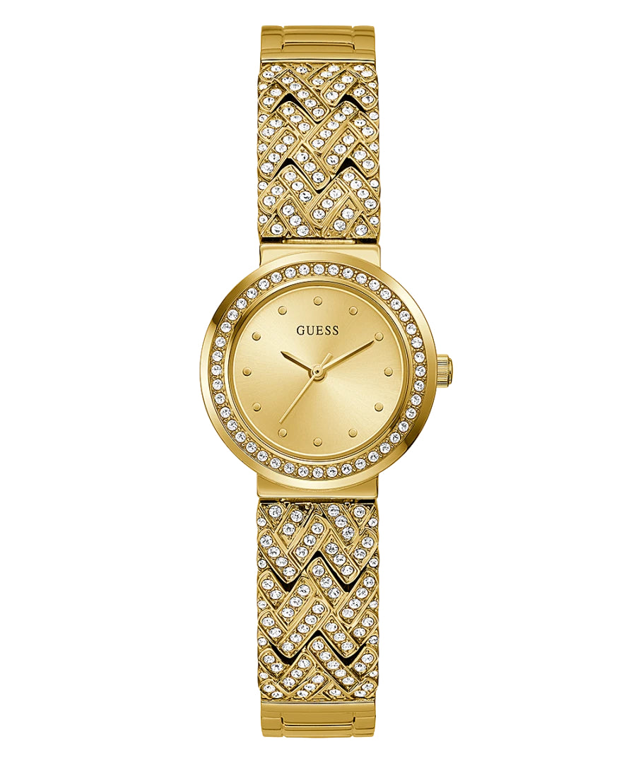 Orologio Donna Guess Quarzo Solo Tempo Zirconi Acciaio Dorato GW0476L2