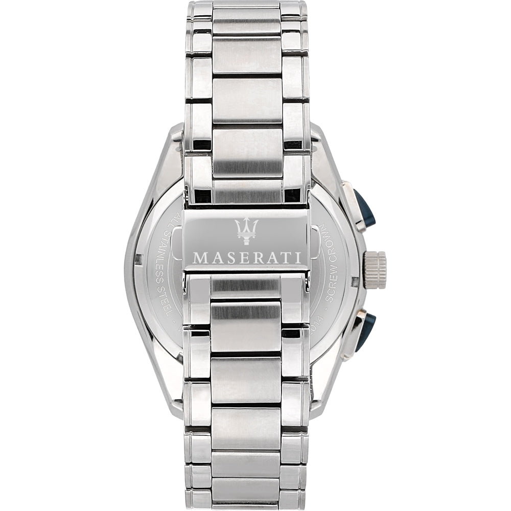Orologio Uomo Maserati Acciaio Cronografo Quarzo Blu 45 mm Corona A Vite