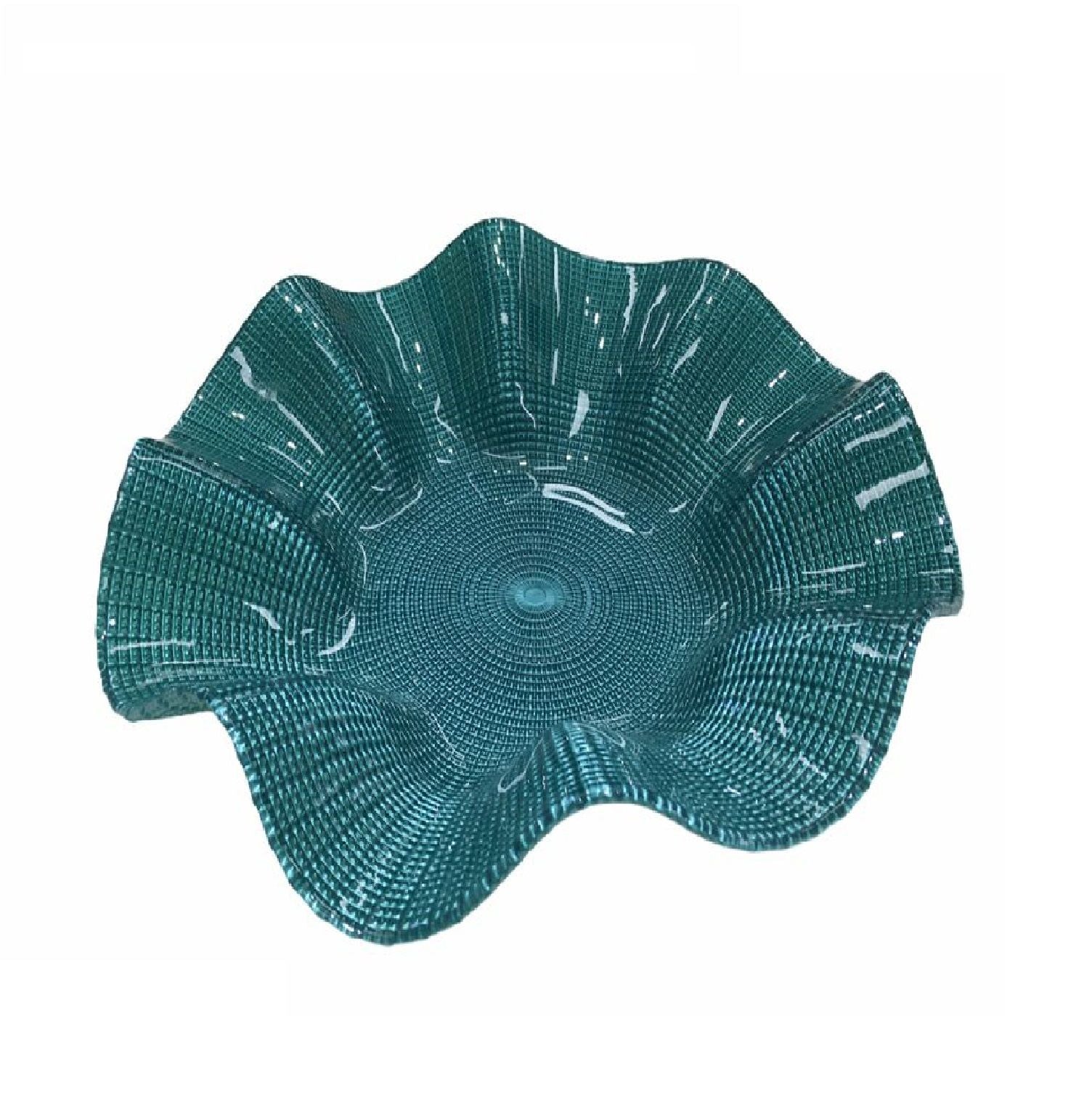 Centrotavola cristallo Onlylux Mosaico acqua marina cm 34 OL02504