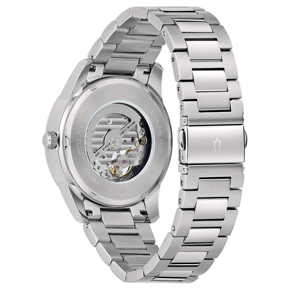 Orologio Uomo Bulova Automatico Numeri Romani Argentè Open Heart 96A280