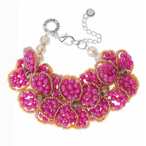 Bracciale Donna Ottaviani Giro polso Agata Rossa Cristalli Fiore 500189B