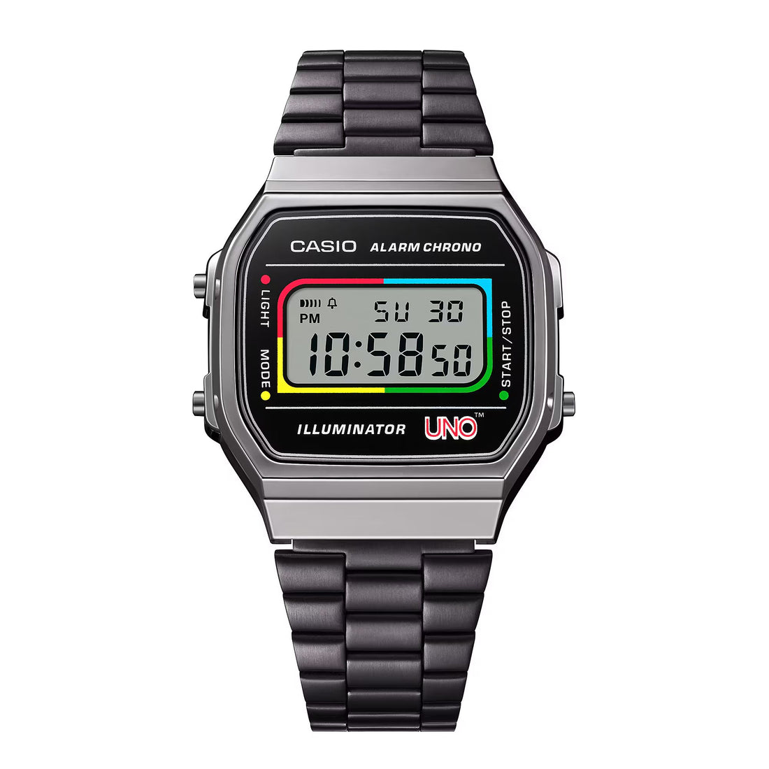 Orologio Unisex Casio X UNO Vintage Acciaio Nero Quarzo Digitale A168WEUC-1AER