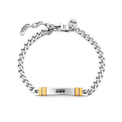 Bracciale Uomo 4US Cesare Paciotti Acciaio Targhetta Zirconi 4UBR7557