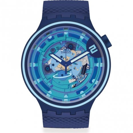Orologio Uomo Gomma Silicone Swatch Big Bold blu BIOCERAMIC  Solo Tempo  Quarzo