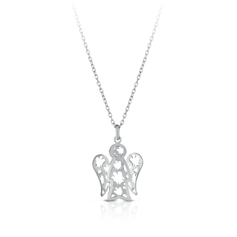Collana Donna Oro 9 KT Angelo traforato Oro Bianco NKT292