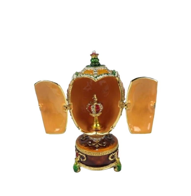 Scultura Il Mondo Dei Carillion Uovo Regale Corona Dorato 14 cm 23811