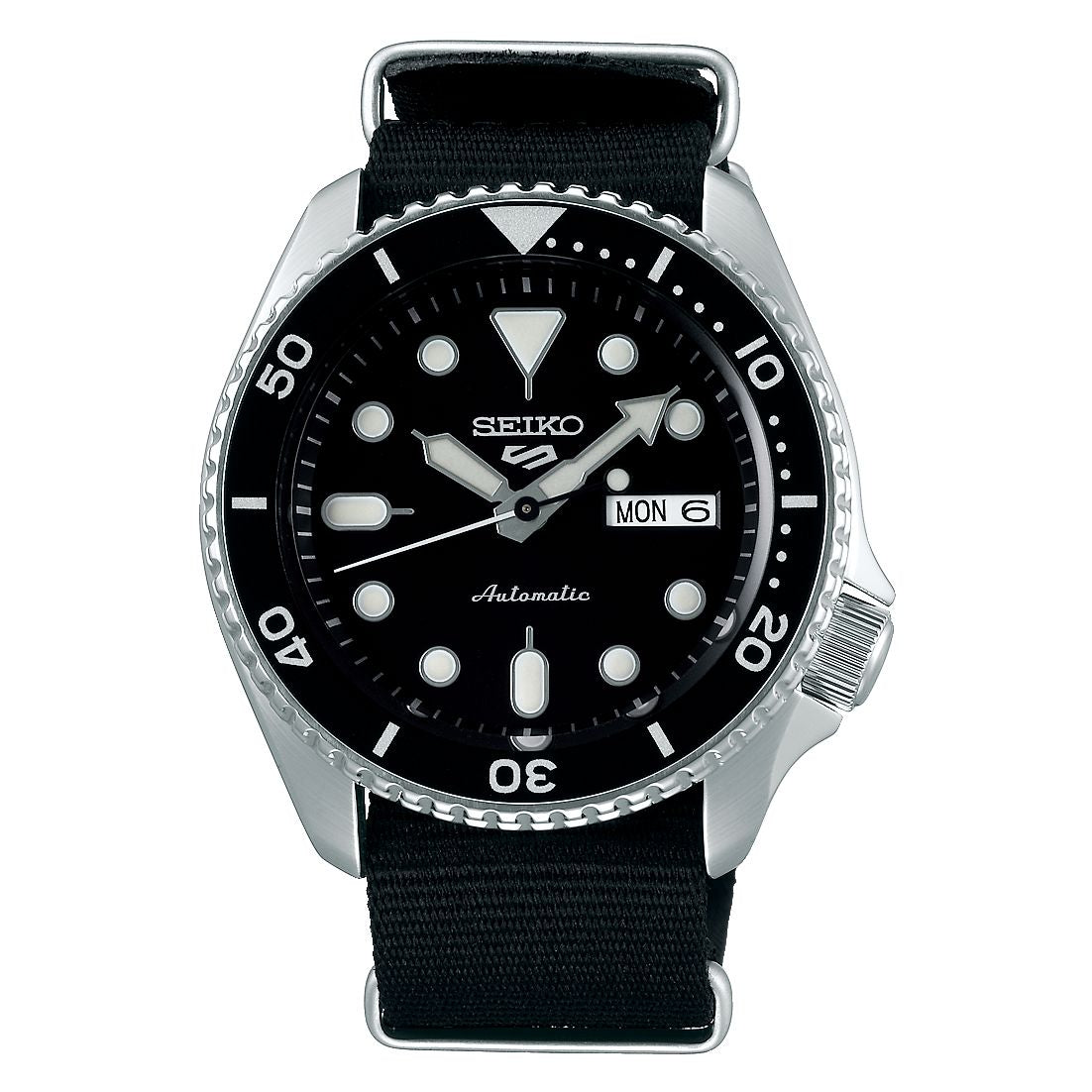 Orologio Uomo Acciaio SEIKO 5 Sport 43mm Automatico Doppia Data Total Black