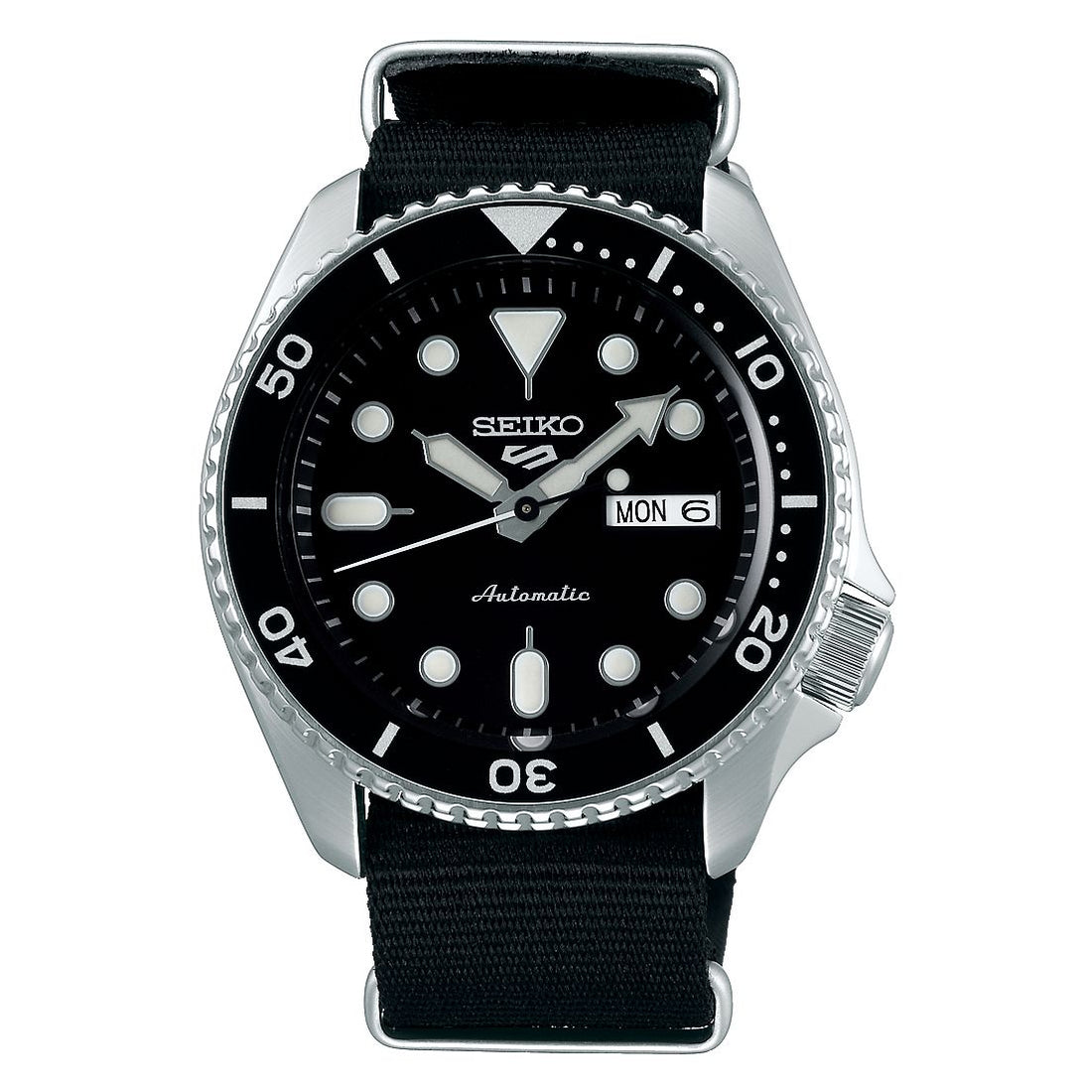 Orologio Uomo Acciaio SEIKO 5 Sport 43mm Automatico Doppia Data Total Black