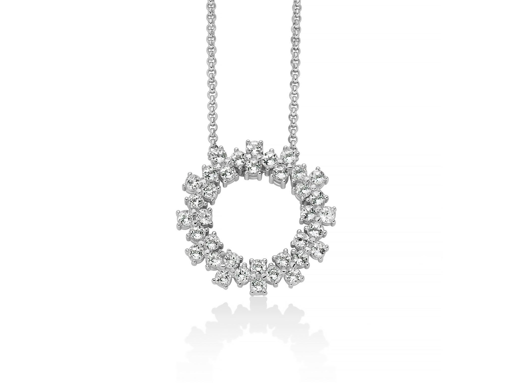 Collana Donna Miluna Perle Argento 925 Cerchio con  Pietre Topazio Bianco CLD5096