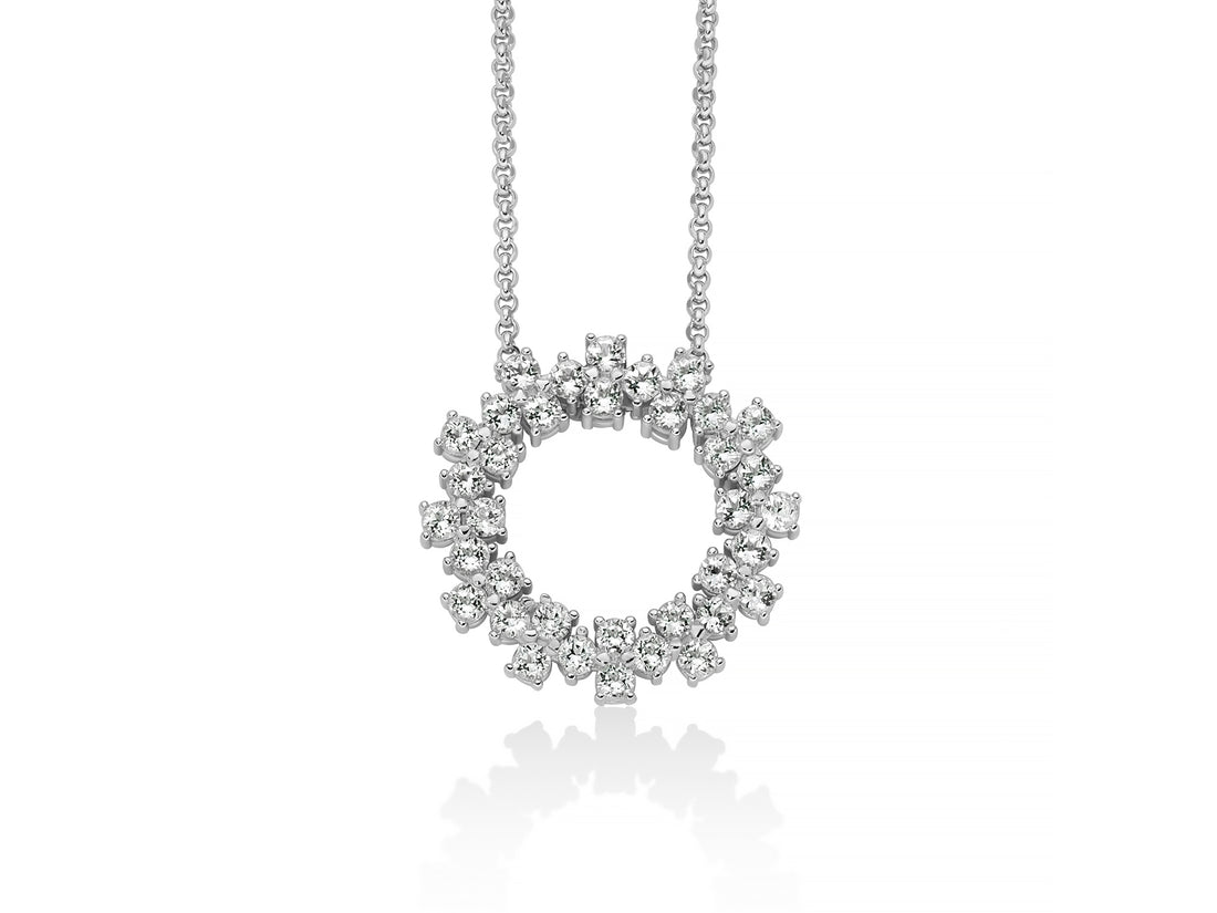 Collana Donna Miluna Perle Argento 925 Cerchio con  Pietre Topazio Bianco CLD5096