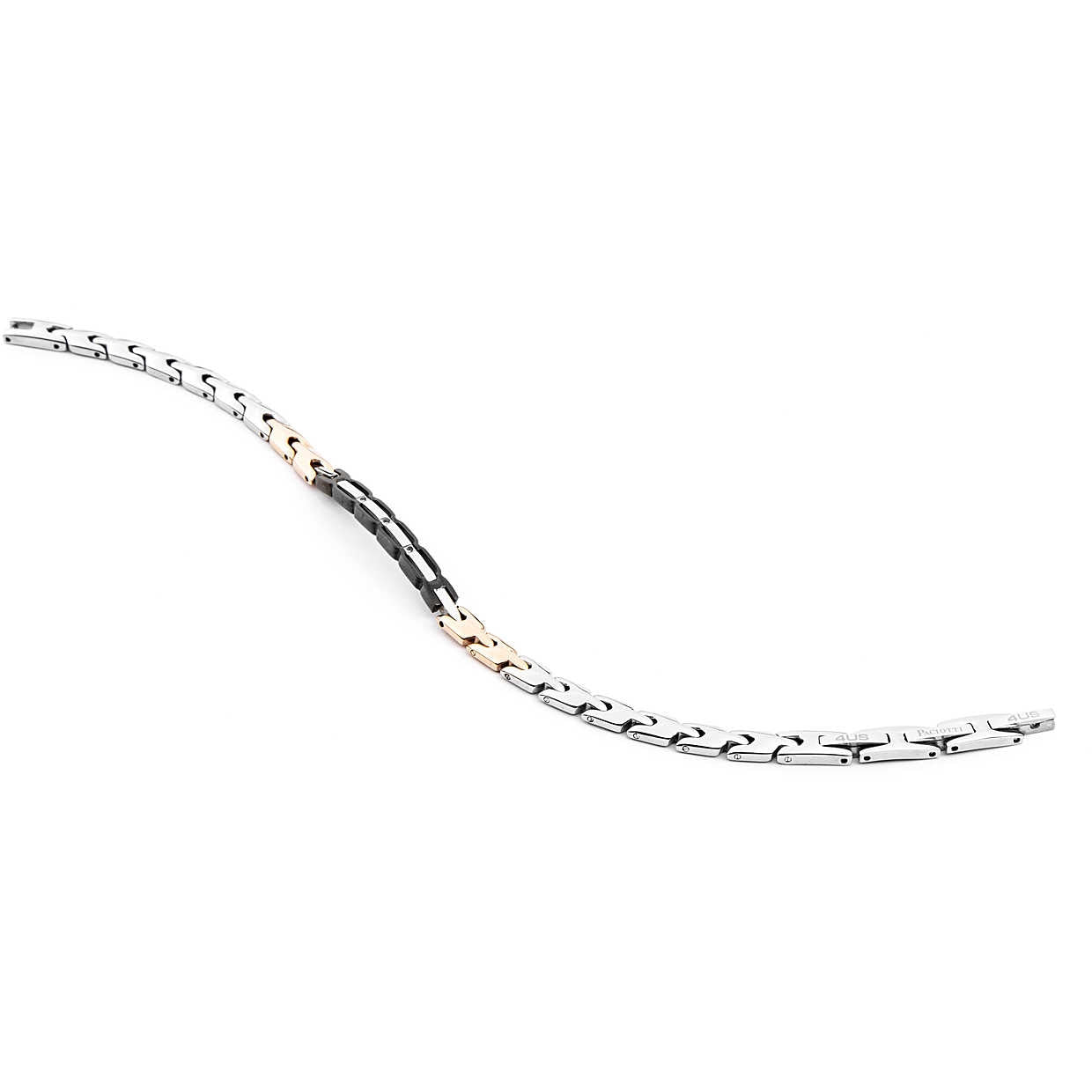 Bracciale Uomo 4US Cesare Paciotti acciaio Bianco nero e rosè con centrale rigido 4UBR4127