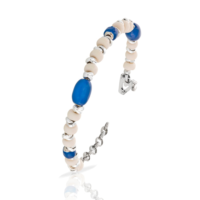 Bracciale in argento 925% sulla chiusura diamante blu ct 0,01