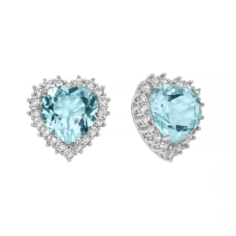 Orecchini Donna Miluna Gemma Del Cielo Argento 925 Topazio Azzurro Cuore ERD2969