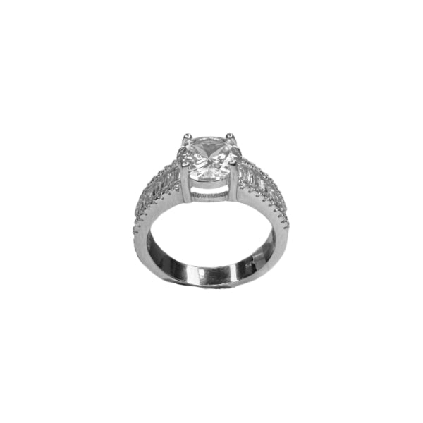 Anello Donna Solitario Baguette Zirconi Argento 925 Misura 14 AN-DJV-7