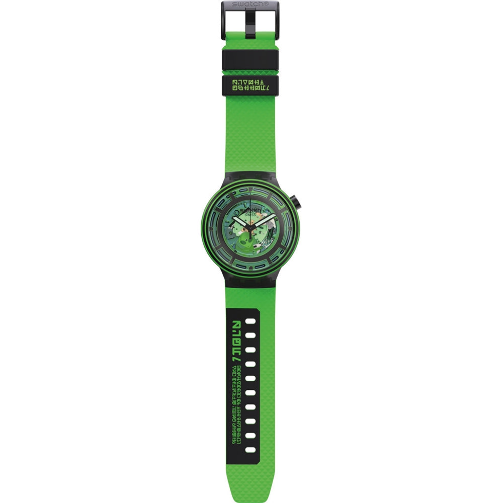 Orologio Uomo Gomma Silicone Swatch Big Bold verde BIOCERAMIC  Solo Tempo  Quarzo