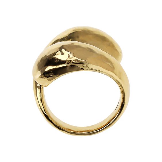 Anello Donna Etrusca Bronzo Dorato Fascia Martellata WSET00807.YG-16