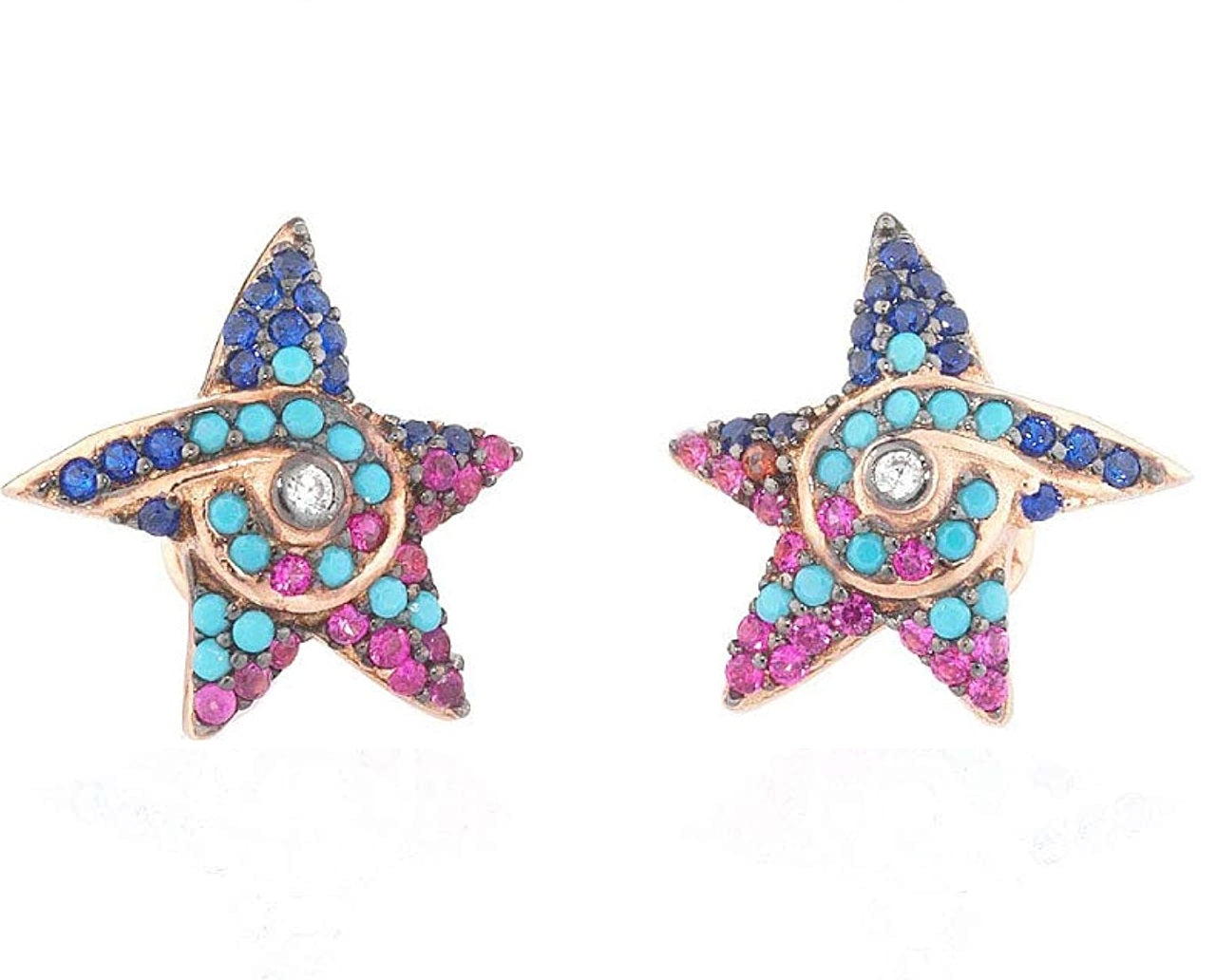Orecchini Donna Sogni Argento 925 Pavè Zirconi Multicolor  stella OR010RM
