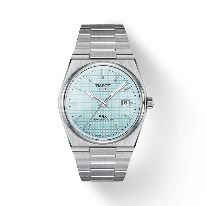Orologio Uomo Tissot Acciaio Prx Turchese Powermatic 80 Data T1374071135100