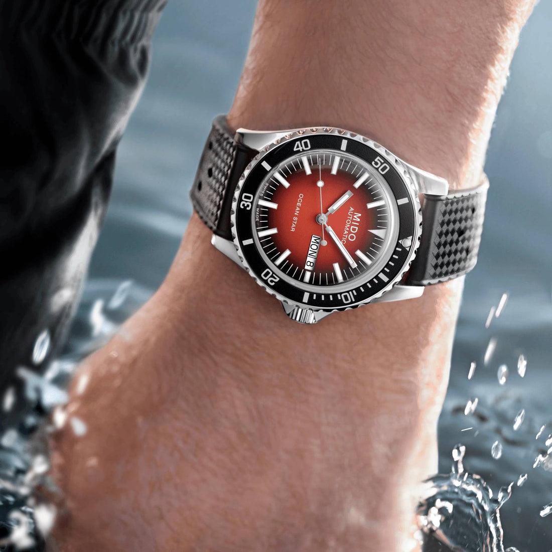 Orologio Uomo Mido Automatico Acciaio Gomma Rosso M0268301742100