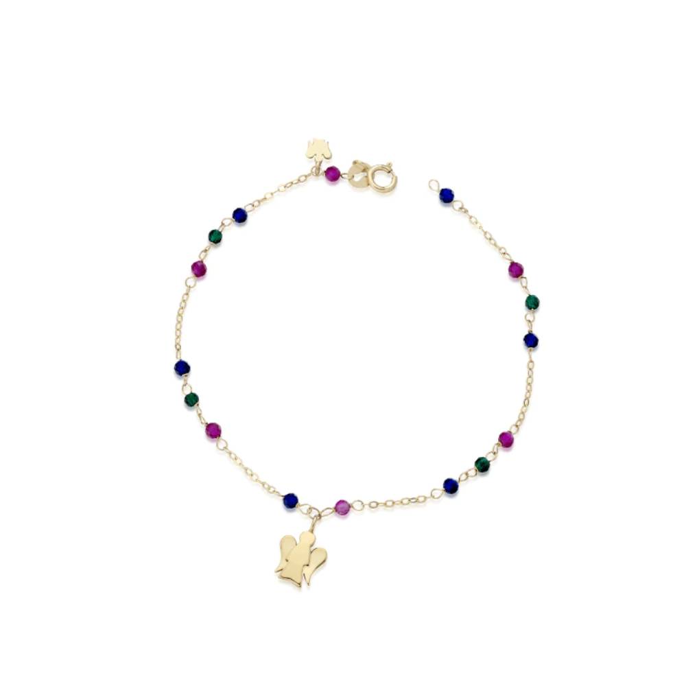 Bracciale Bimba Oro 9 KT Roberto Giannotti Angelo Pendente Pietre Colorate PZ672