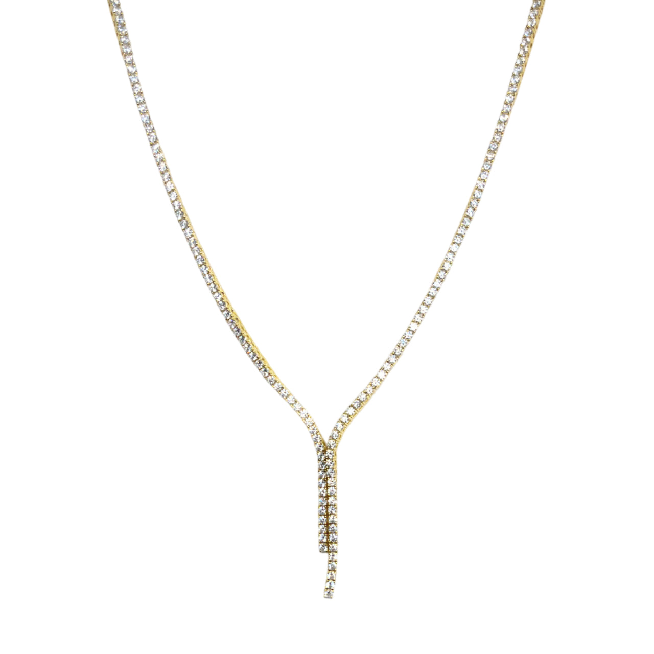 Collana Donna Re Mida Tennis Argento Dorato Zirconi Bianchi Girocollo Pendente