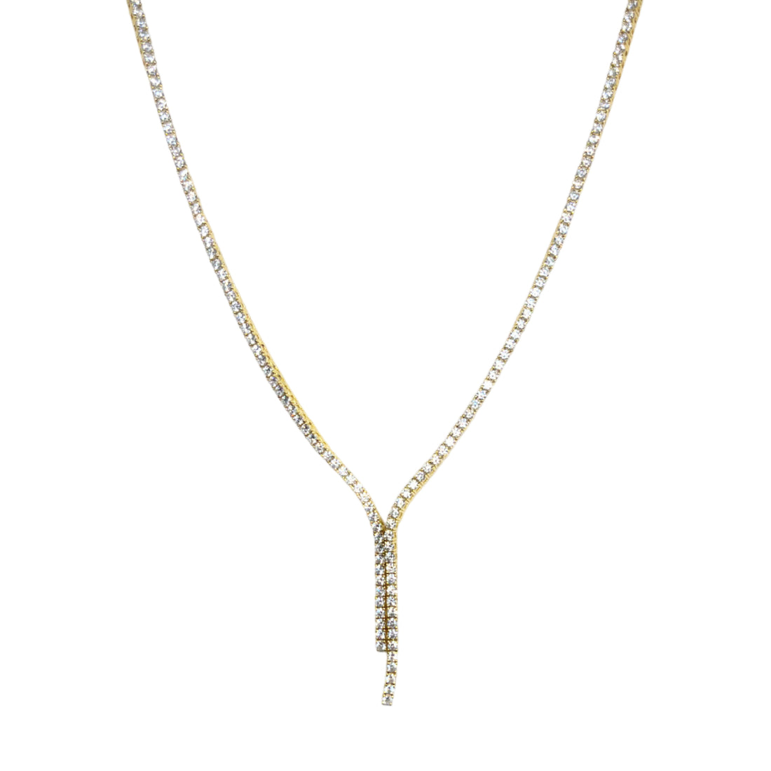 Collana Donna Re Mida Tennis Argento Dorato Zirconi Bianchi Girocollo Pendente