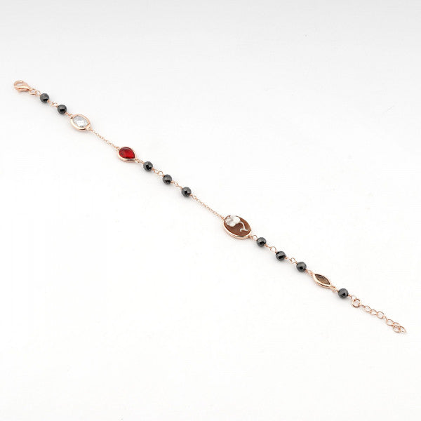 Bracciale Donna Cameo Italiano Argento 925 Argento Rosè Pietre BC16-R