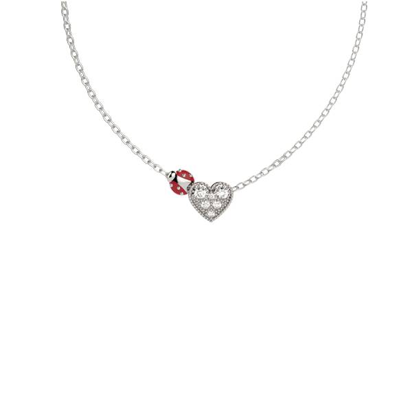 Collana Bambina Nanàn Argento 925 Cuore Zirconi Coccinella NAN0628