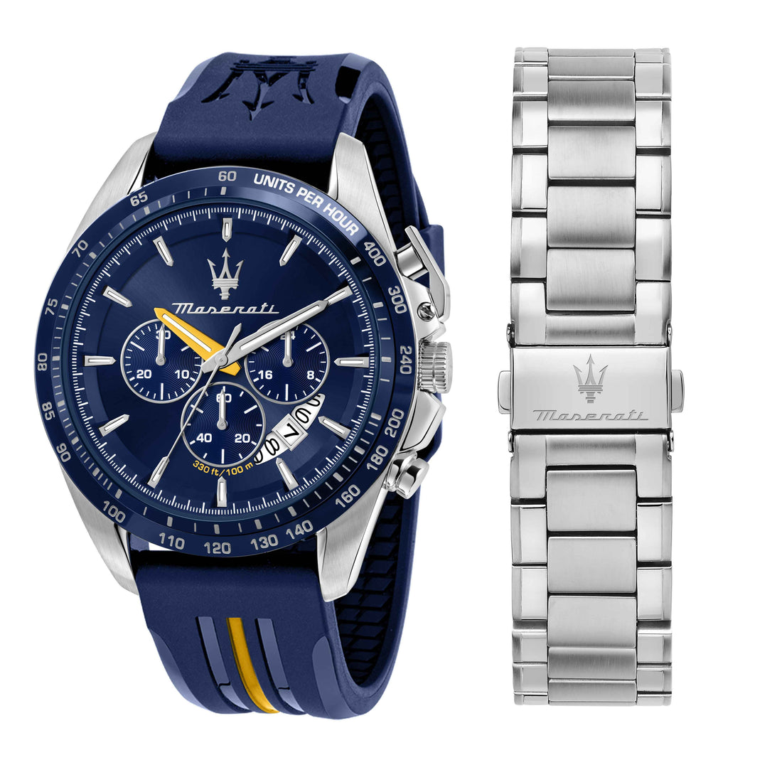 Orologio Uomo Maserati Set Box Bracciale Acciaio Quarzo Cronografo Blu R8871612039