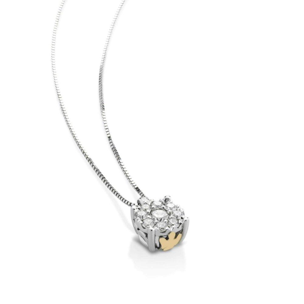 Collana Donna Roberto Giannotti Oro Bicolore 9 KT Angelo Punto Luce Diamanti LUX01