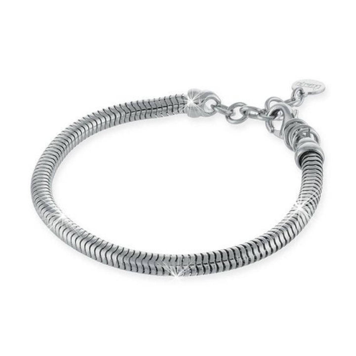 Bracciale Donna Unoaerre Bronzo Bianco Catena Intrecciata Spirale Tonda 466560