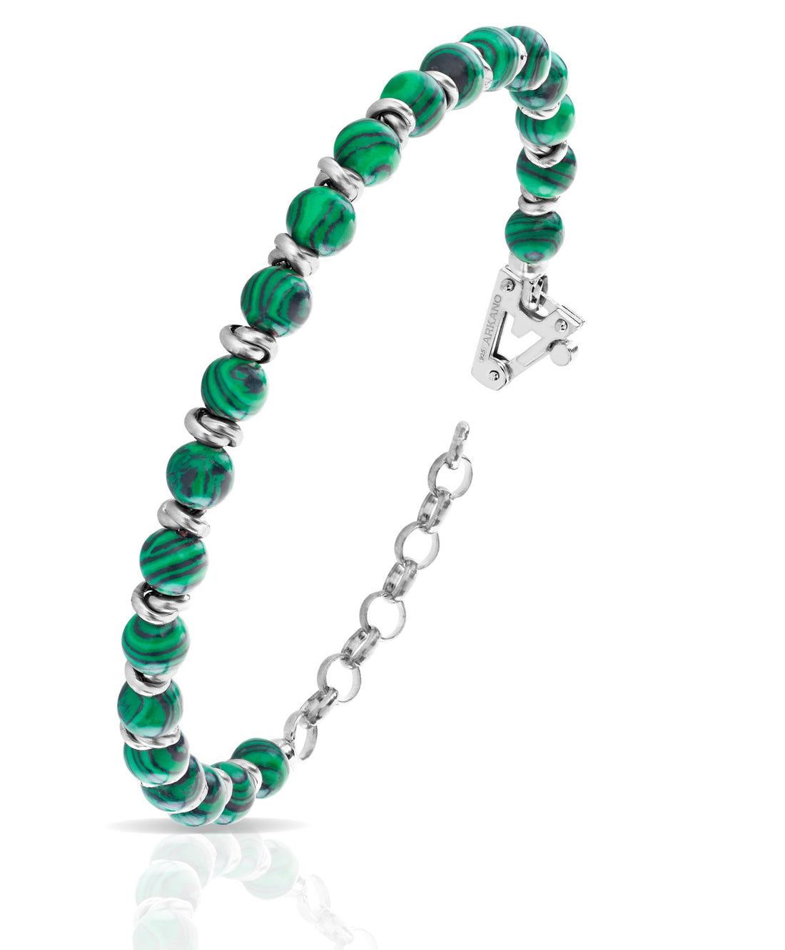 Bracciale Uomo in Argento 925%, malachite e diamante nero carati 0,01