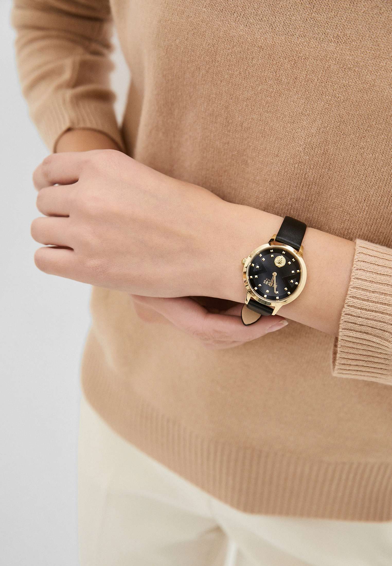 Orologio Donna Versus By Versace Nero Quarzo Solo Tempo Acciaio Dorato Pelle VSPZK0221