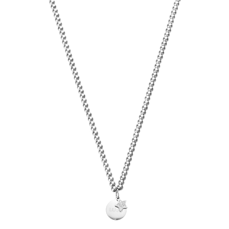 Collana Donna Liu Jo Acciaio Maglia Biglie Stella Zirconi Bianchi LJ2181