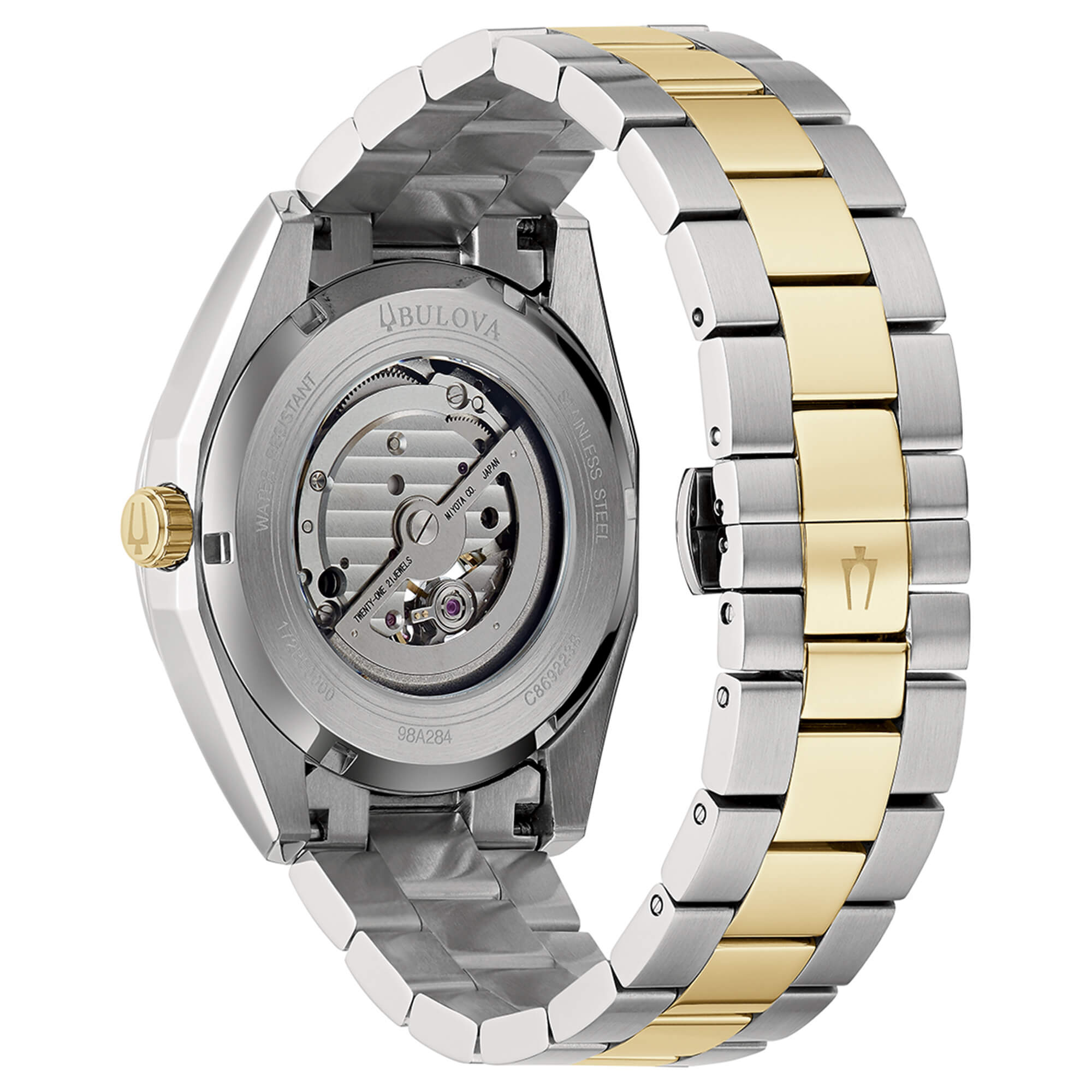 Orologio Uomo Bulova Automatico Open Heart Acciaio Bicolore Argentè 98A284