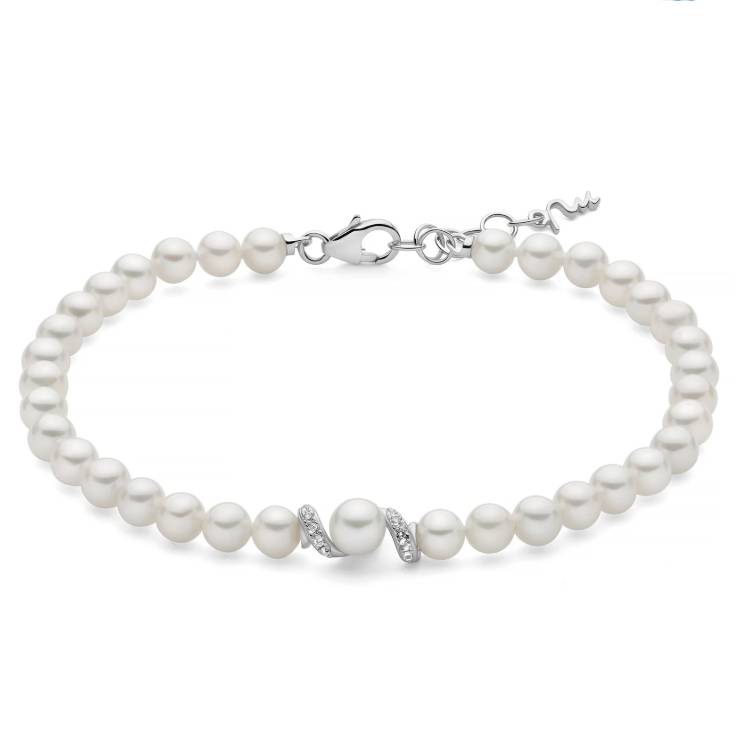 Bracciale Donna Miluna Eclissi Argento 925 Perle Bianche Topazio Bianchi PBR3800