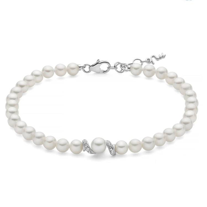 Bracciale Donna Miluna Eclissi Argento 925 Perle Bianche Topazio Bianchi PBR3800