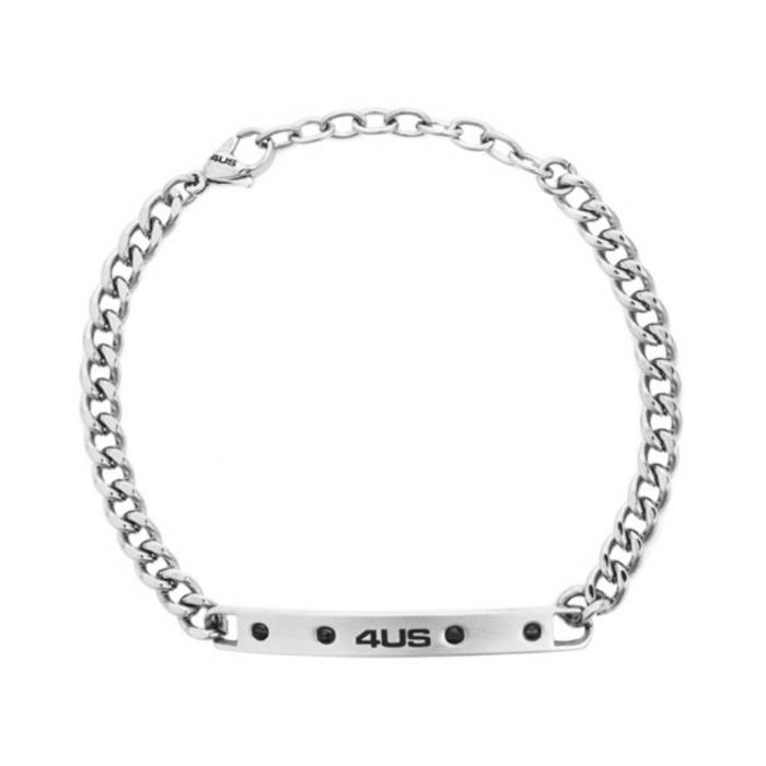 Bracciale Uomo 4US Cesare Paciotti Acciaio Targhetta Logata Viti Nere 4UBR8674